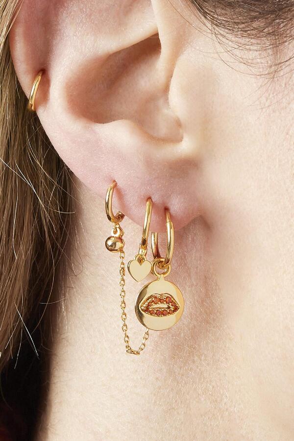 Earrings Set Lips and Love Gold Copper
